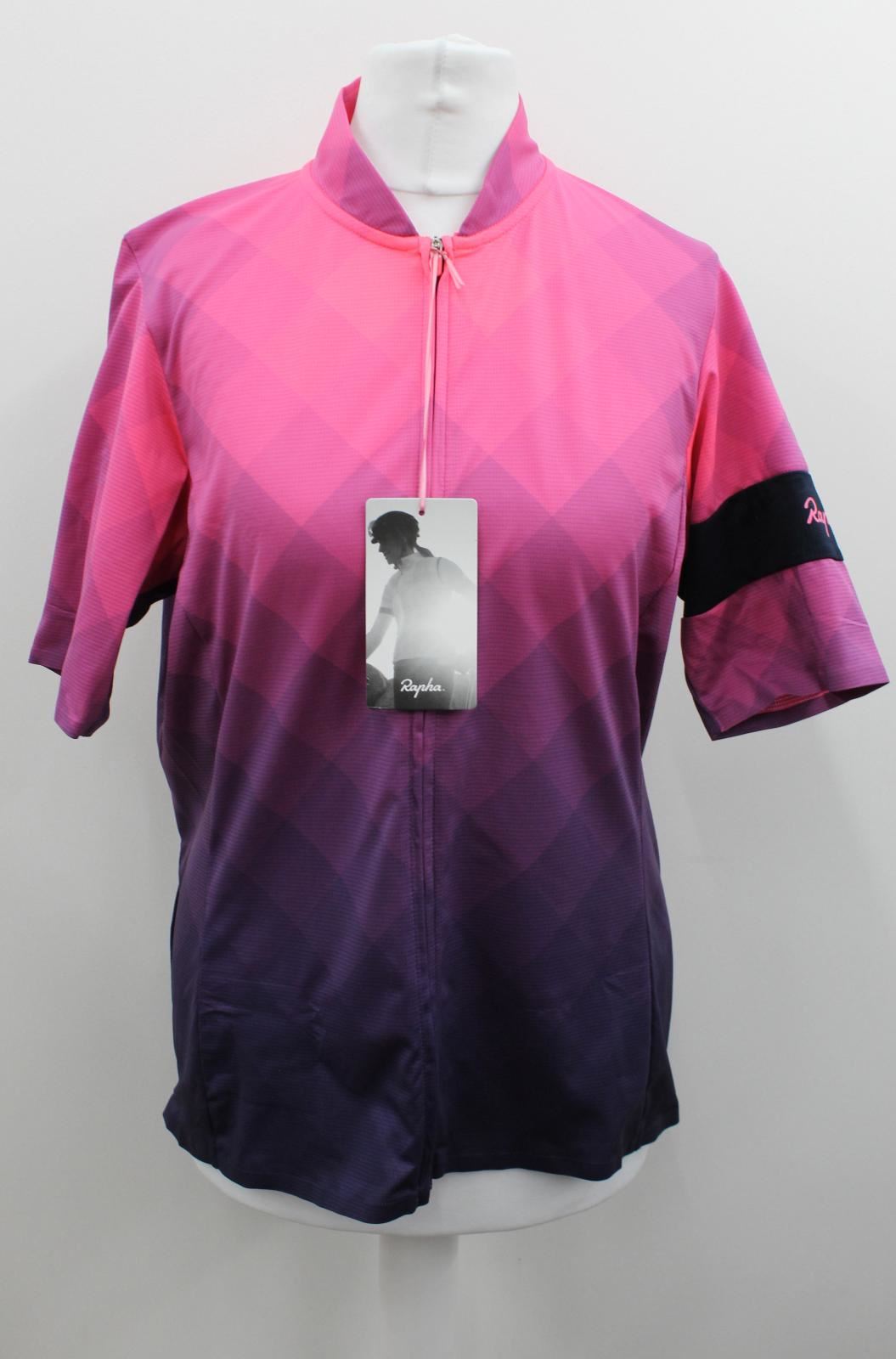 RAPHA Ladies Pink Block Fade Print Classic Flyweight Cycling Jersey 2XS BNWT