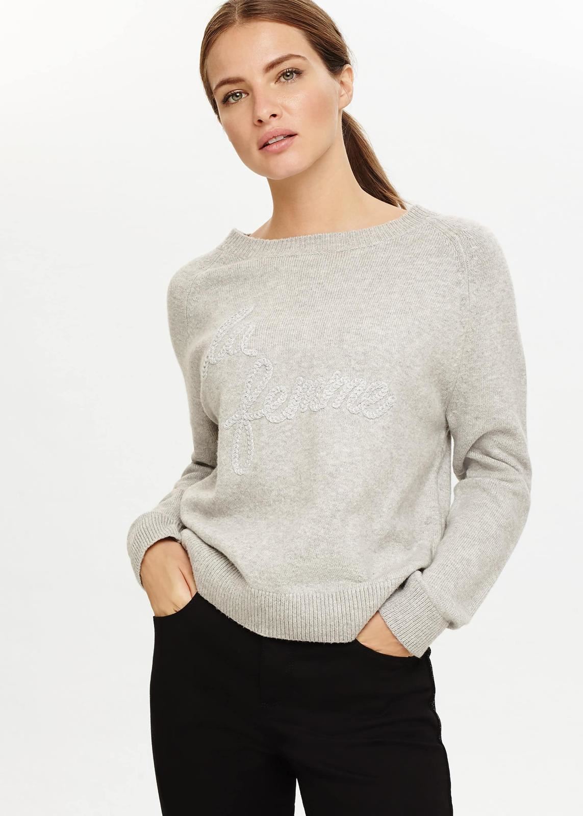 Phase Eight La Femme Knitted Jumper Grey Marl L RRP85