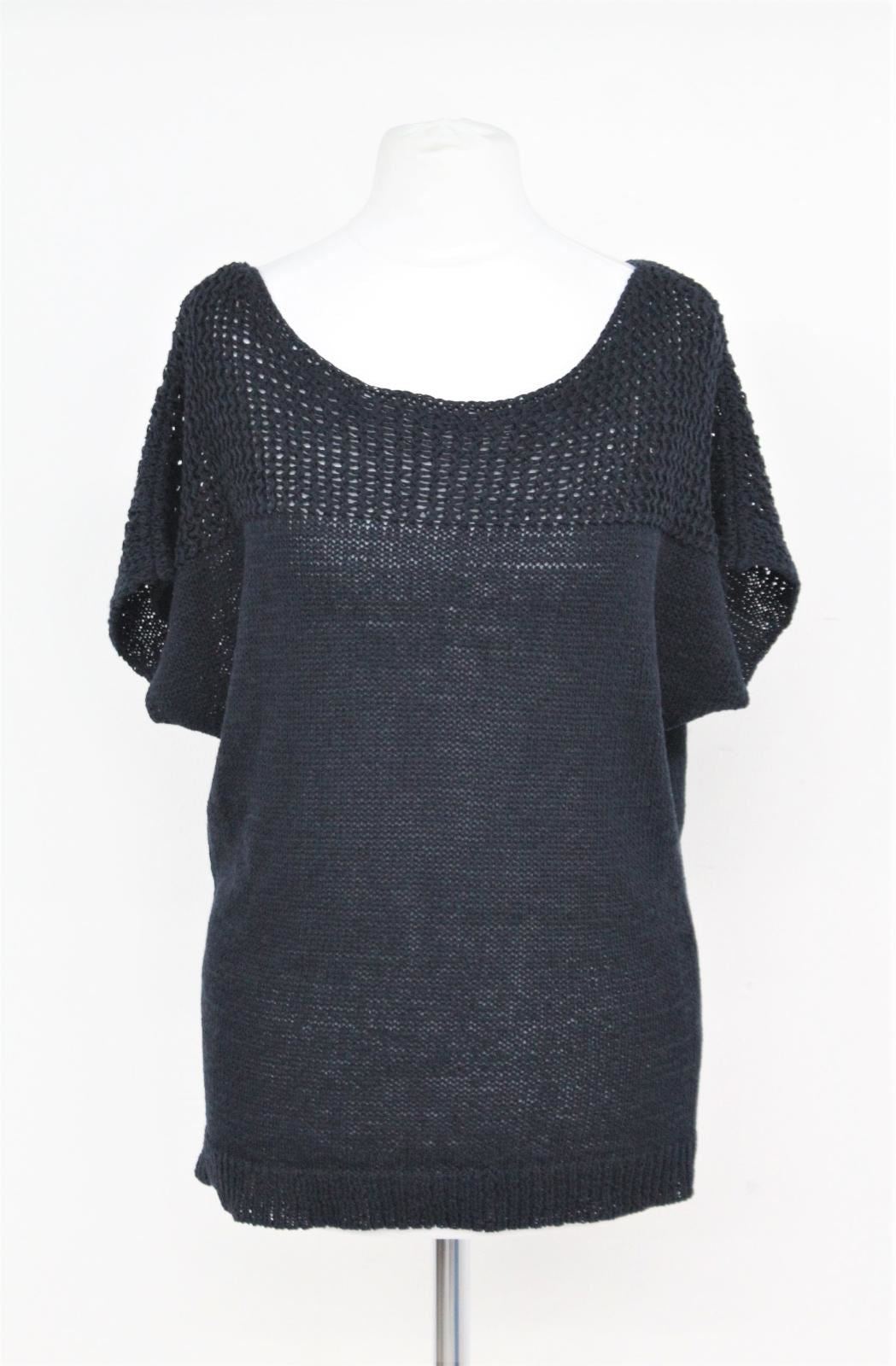 PHASE EIGHT Ladies Dark Blue Cotton Blend Short Sleeve Knitted Jumper S NEW