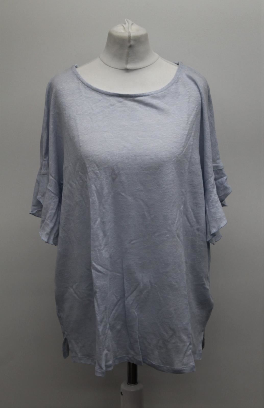 PHASE EIGHT Ladies Smoke Blue Leona Round Neck Short Sleeve Top Size UK14 NEW
