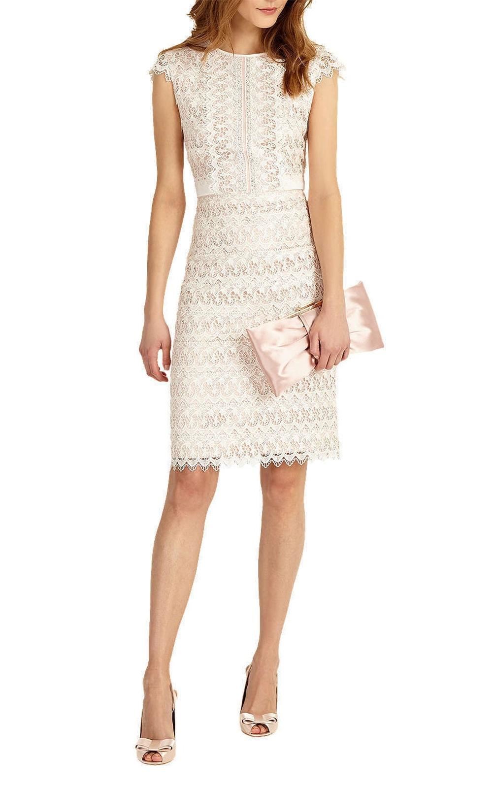 PHASE EIGHT Ladies Ally Layered Lace Dress Cameo Pink/Ivory UK12 NEW RRP160
