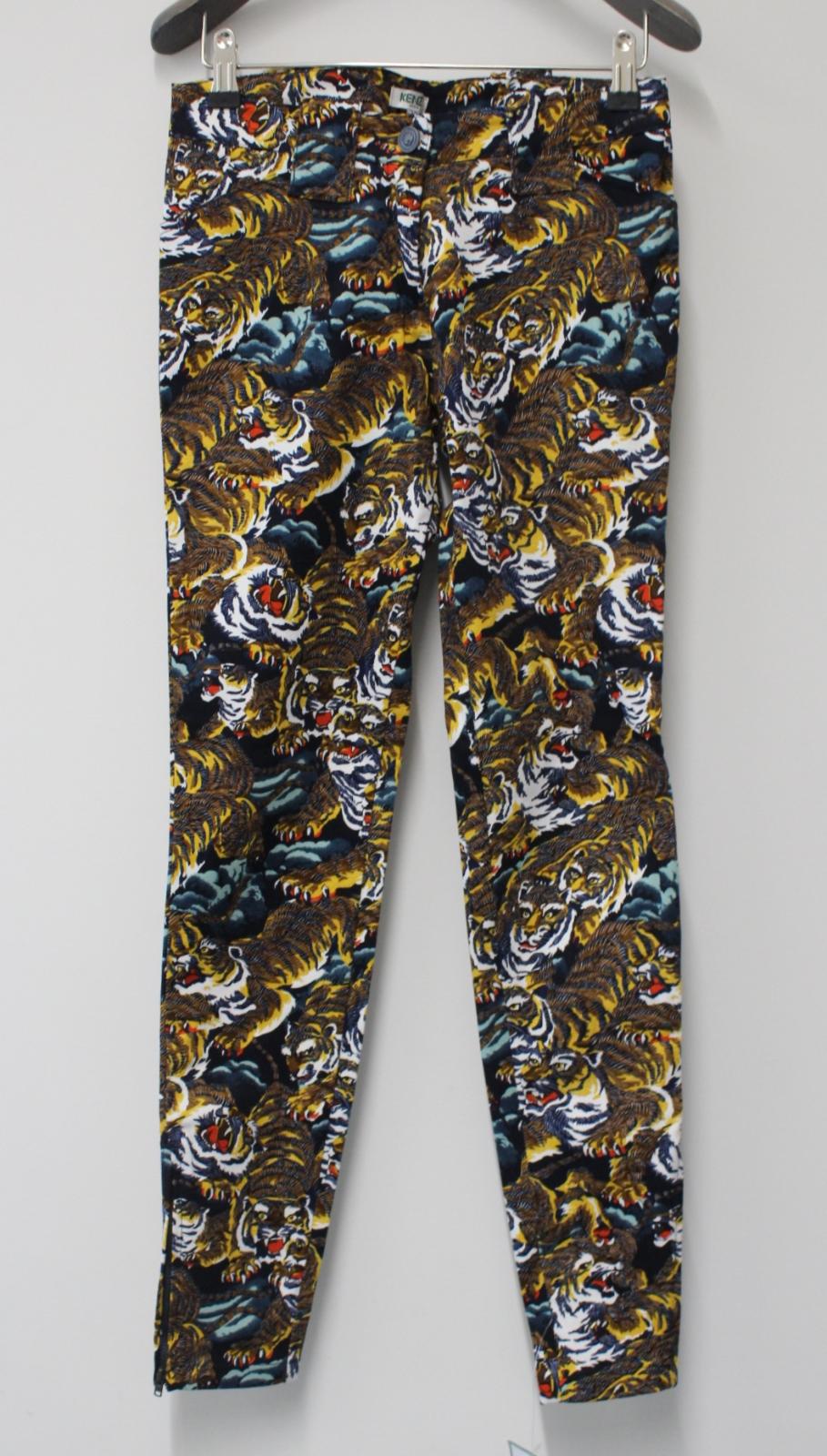 KENZO Ladies Multi-Coloured Tiger Print Skinny Jeans EU34 UK6 W27 L28 BNWT