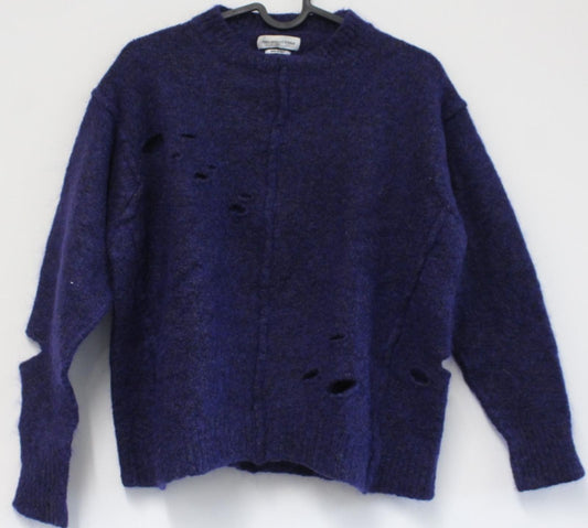 ISABEL MARANT Ladies Violet Blue Mohair Wool Cut-Out Boxy Fit Sweater S NEW