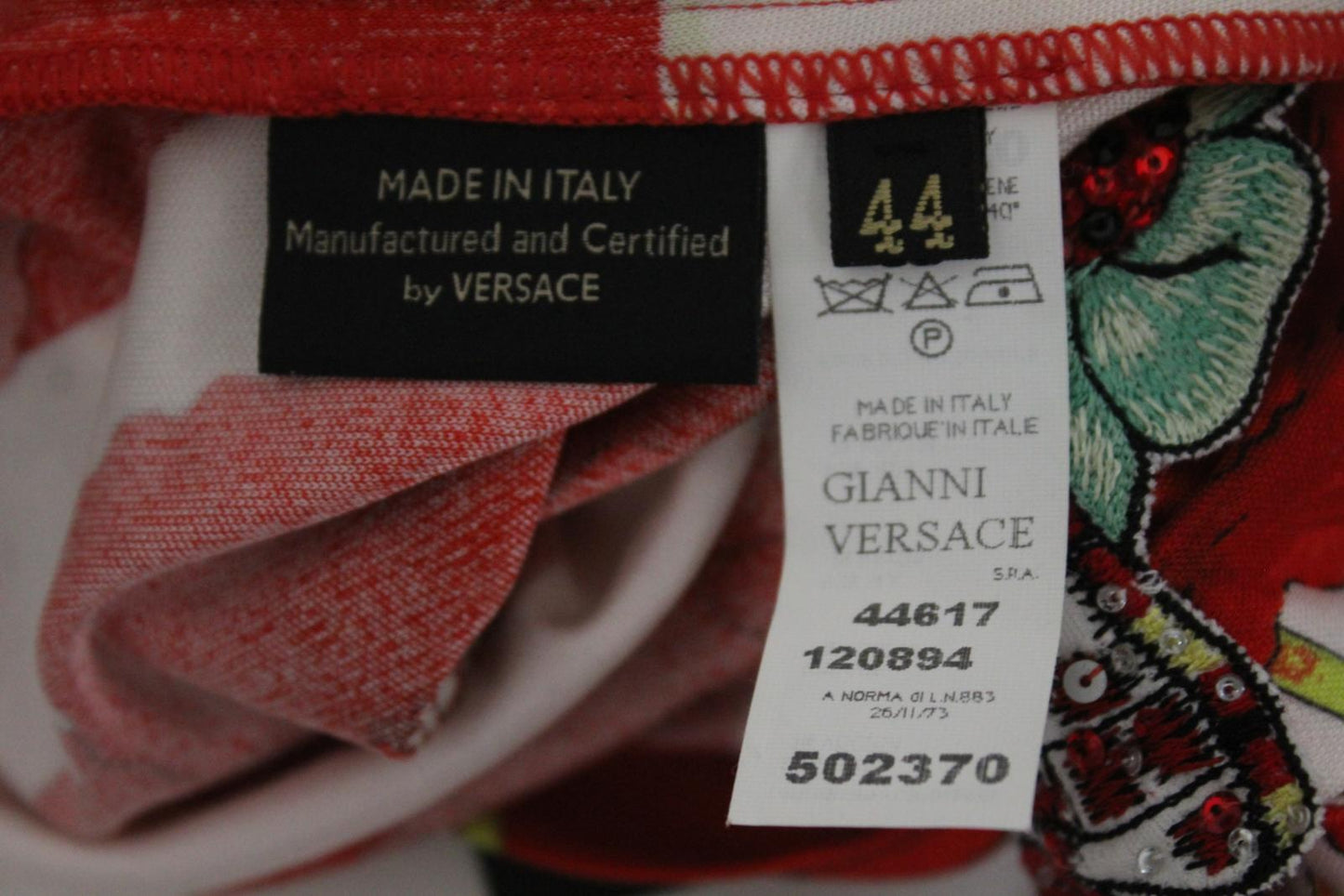 VERSACE Ladies Red Silk Blend Ladybird Poppy Print Tie Neck Top IT44 UK12 NEW