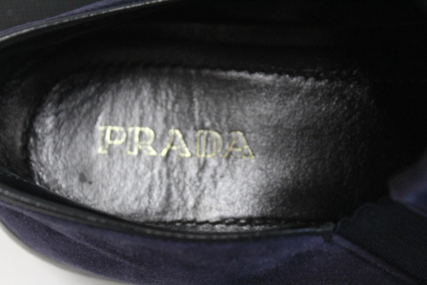 PRADA Ladies Blue Suede Leather Bow Detail Plimsoll Shoes IT38 UK5 NEW