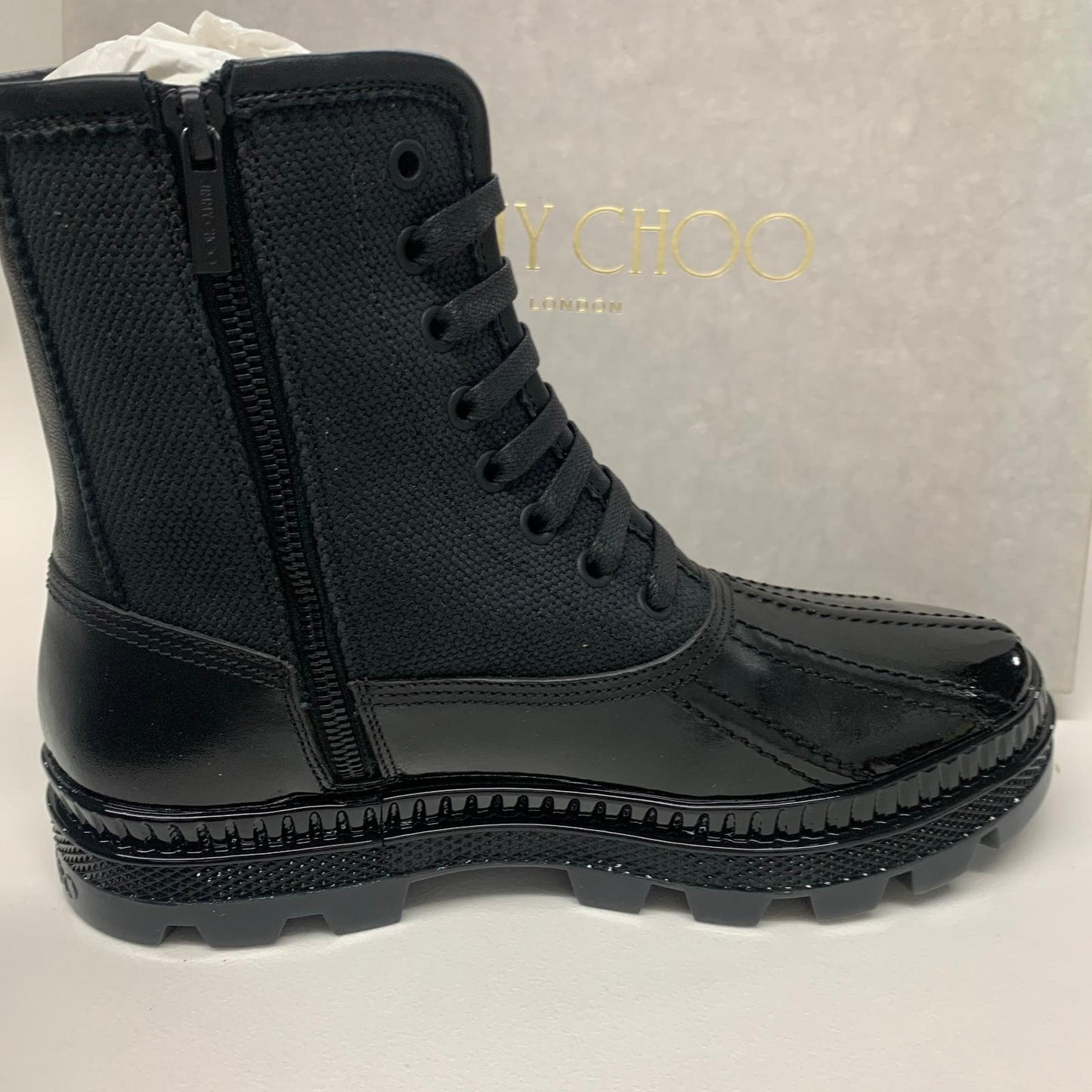 JIMMY CHOO Boot Bootie Ladies Black Trainer Sneaker Shoe Lace Zip Oskar UK7 NEW