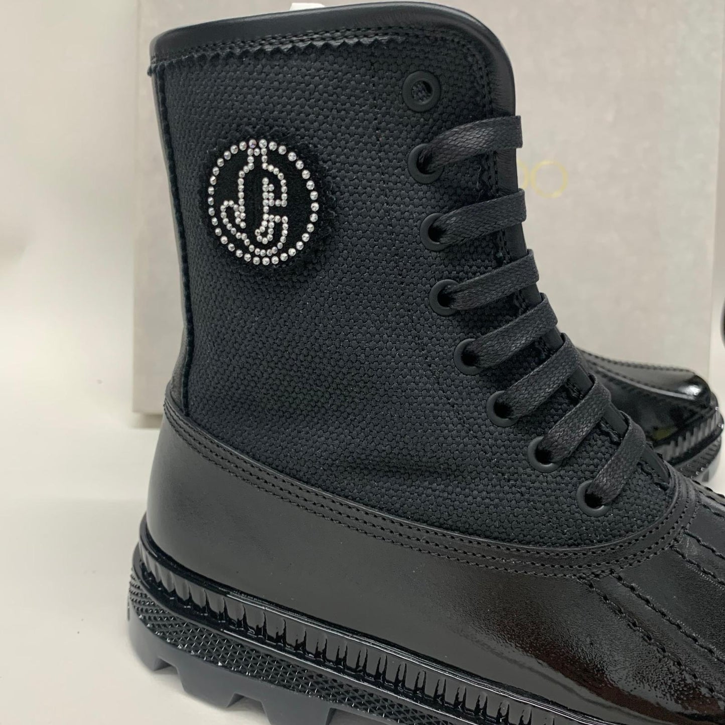 JIMMY CHOO Boot Bootie Ladies Black Trainer Sneaker Shoe Lace Zip Oskar UK7 NEW