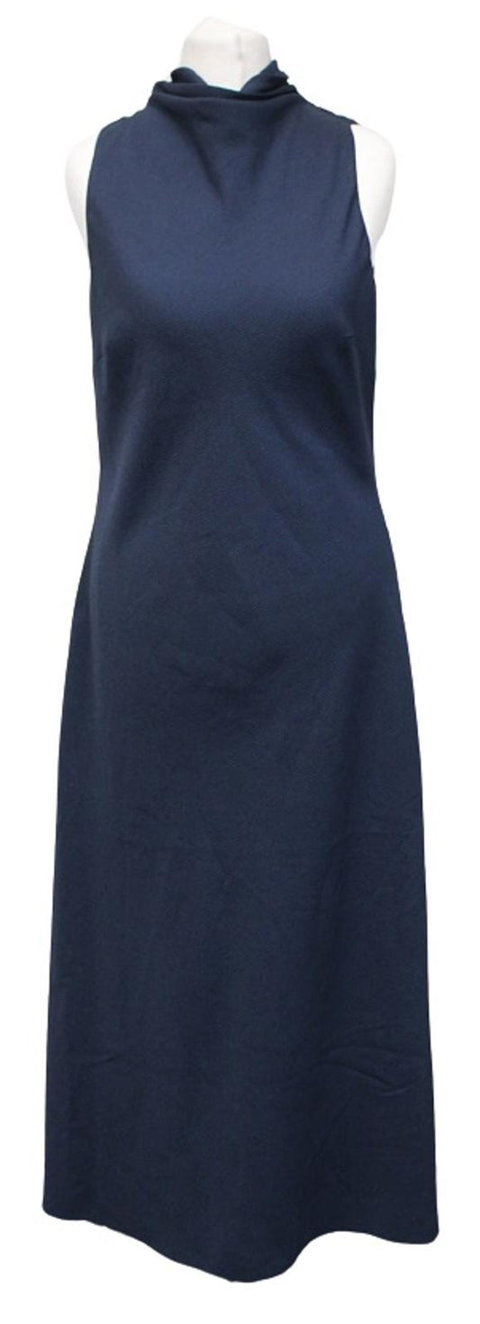 TED BAKER Ladies Eleanar Dark Blue Cowl Neck Sleeveless Midi Dress 2 UK10 NEW