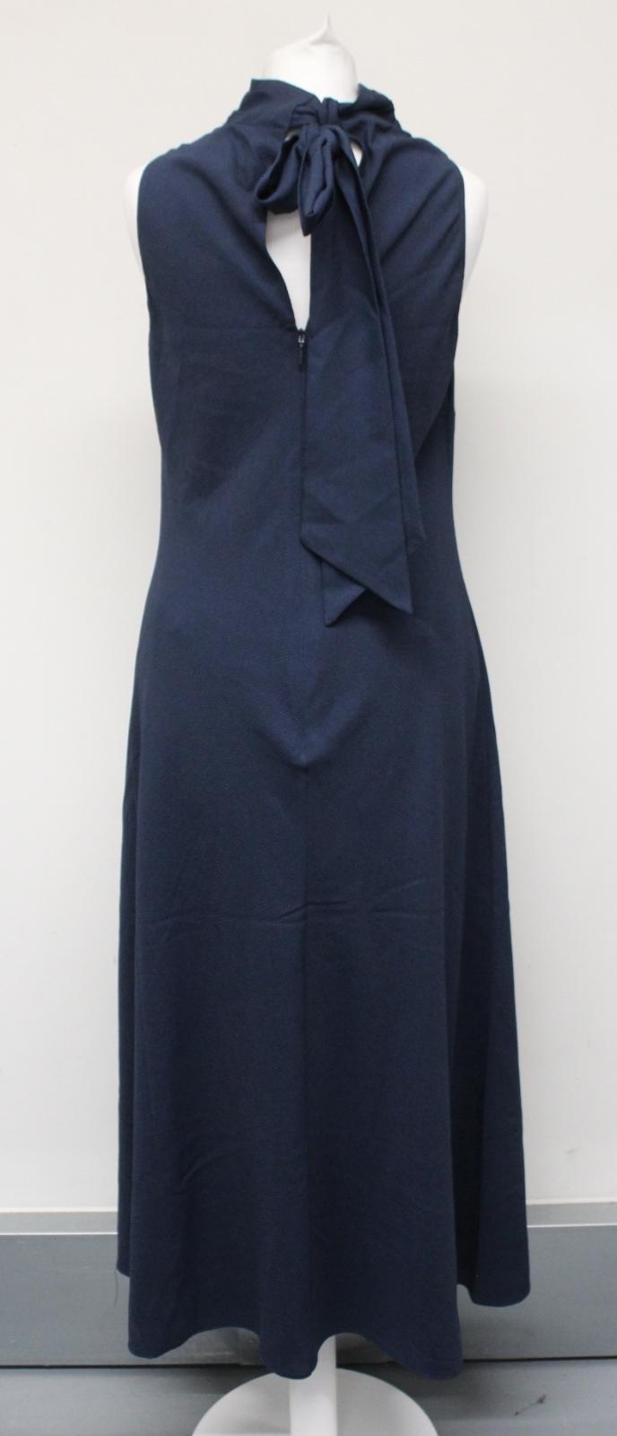 TED BAKER Ladies Eleanar Dark Blue Cowl Neck Sleeveless Midi Dress 2 UK10 NEW
