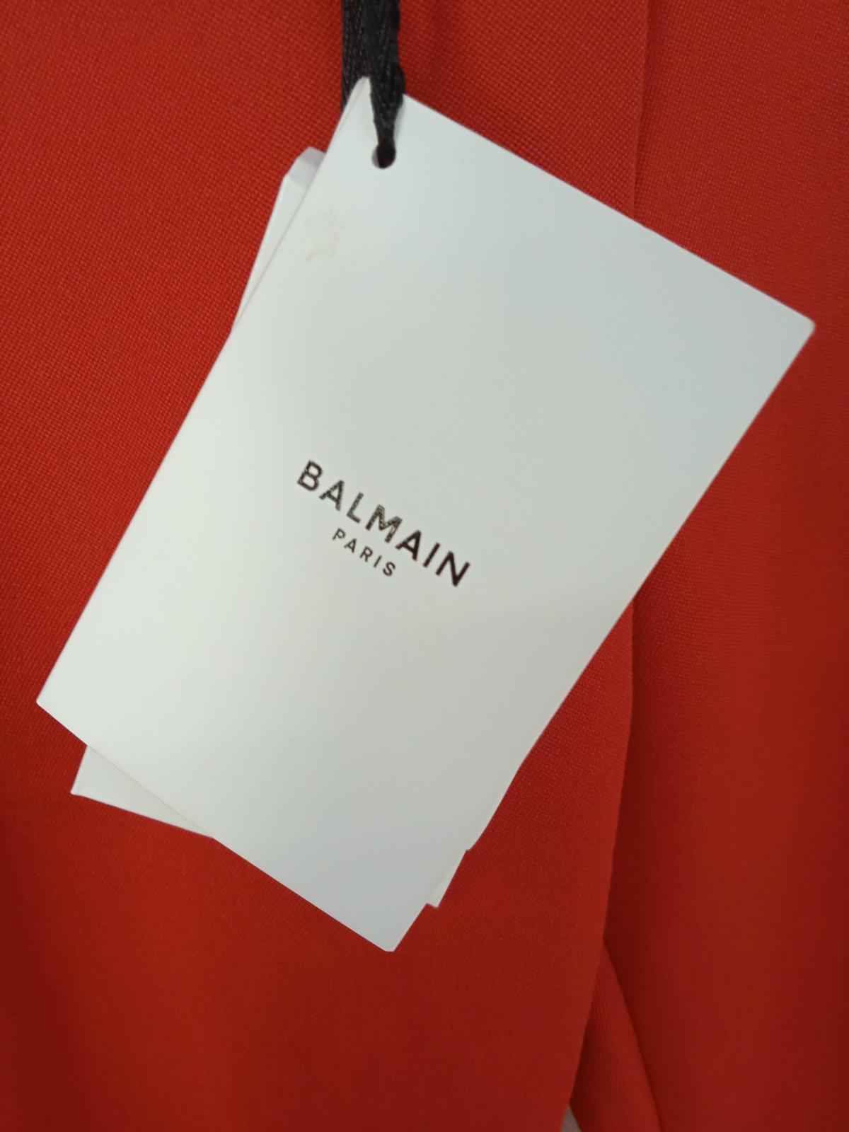 BALMAIN Ladies Red Wool Wide Flared Leg Trousers EU40 UK12 BNWT RRP990