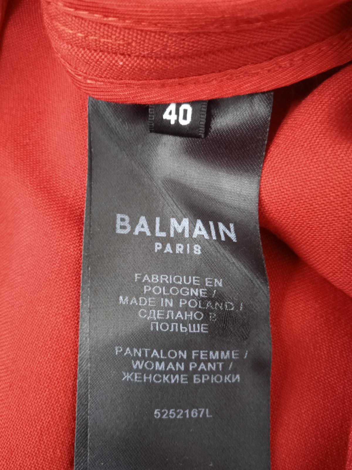 BALMAIN Ladies Red Wool Wide Flared Leg Trousers EU40 UK12 BNWT RRP990