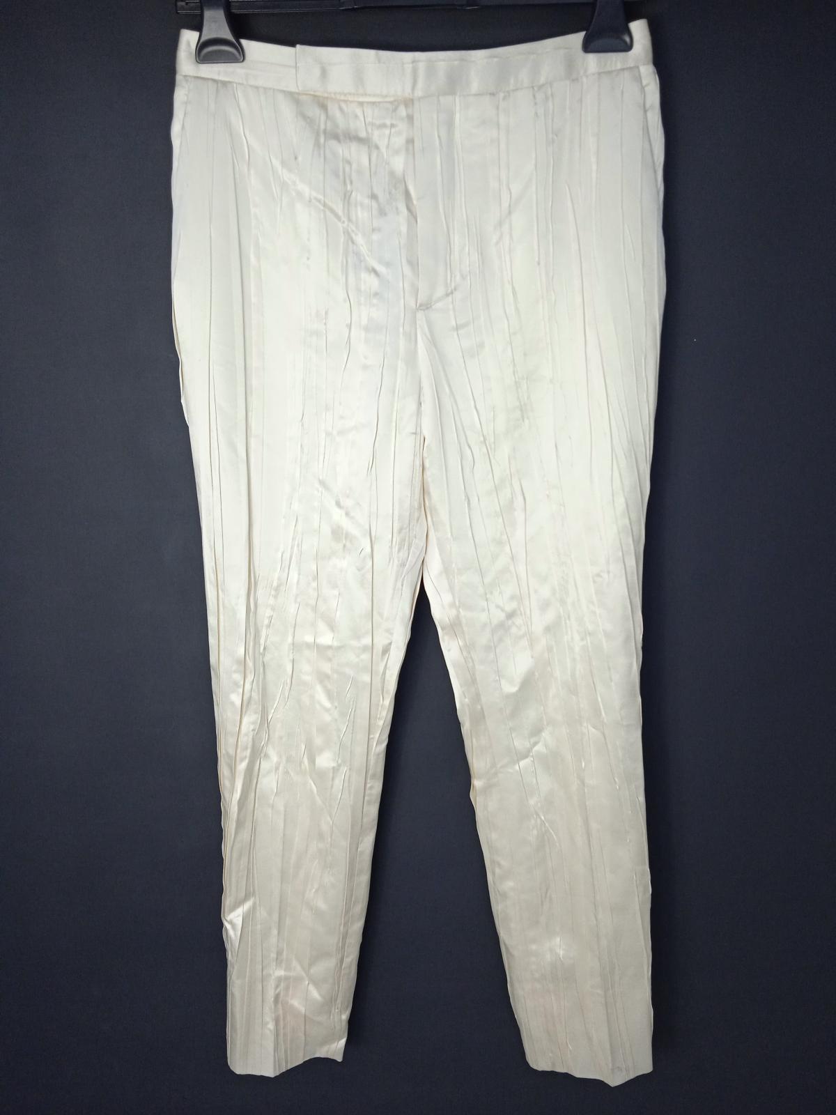 SAINT LAURENT Ladies White Silk Pleated Tapered Trousers EU36 UK8 BNWT RRP1690