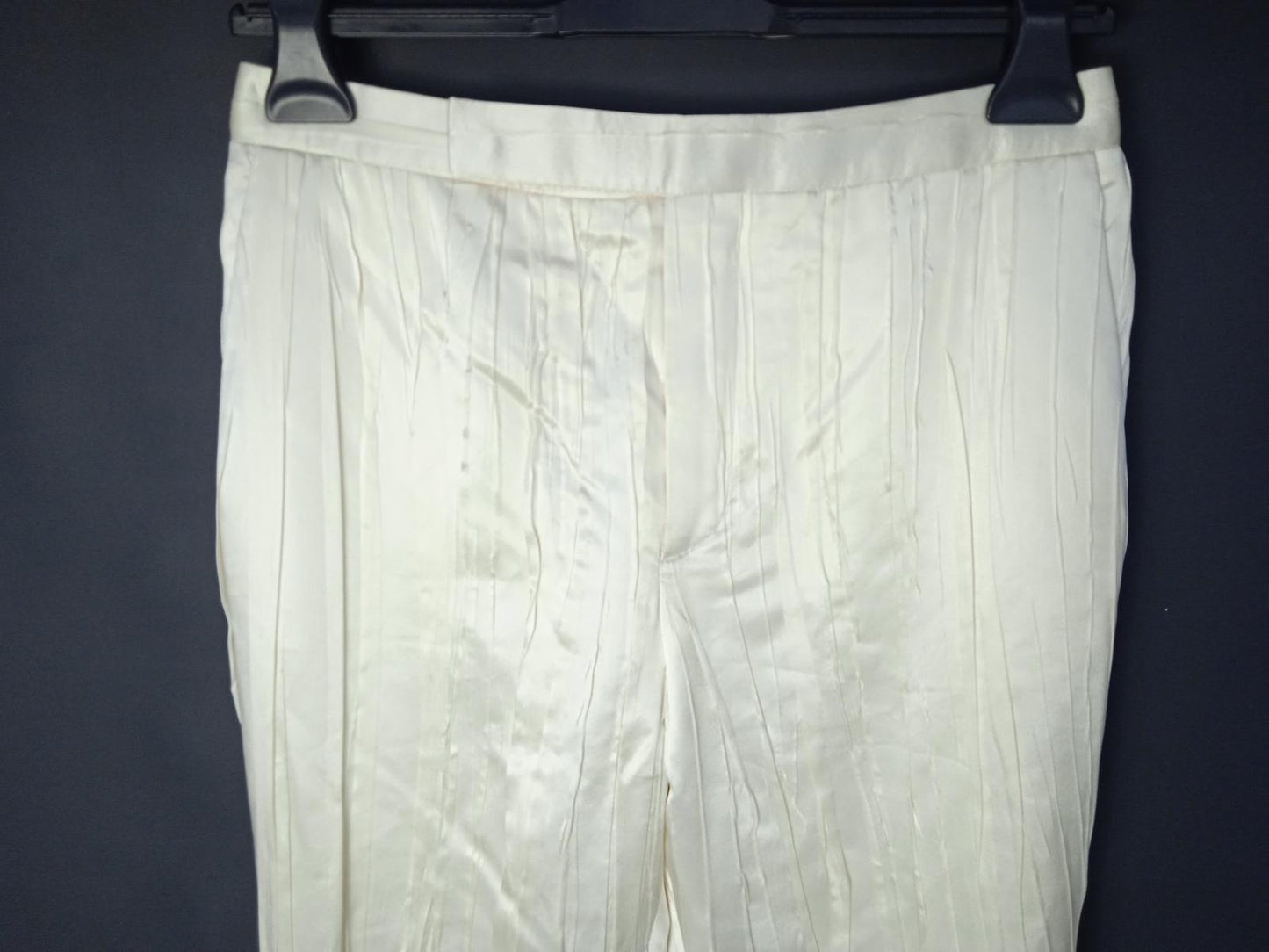 SAINT LAURENT Ladies White Silk Pleated Tapered Trousers EU36 UK8 BNWT RRP1690
