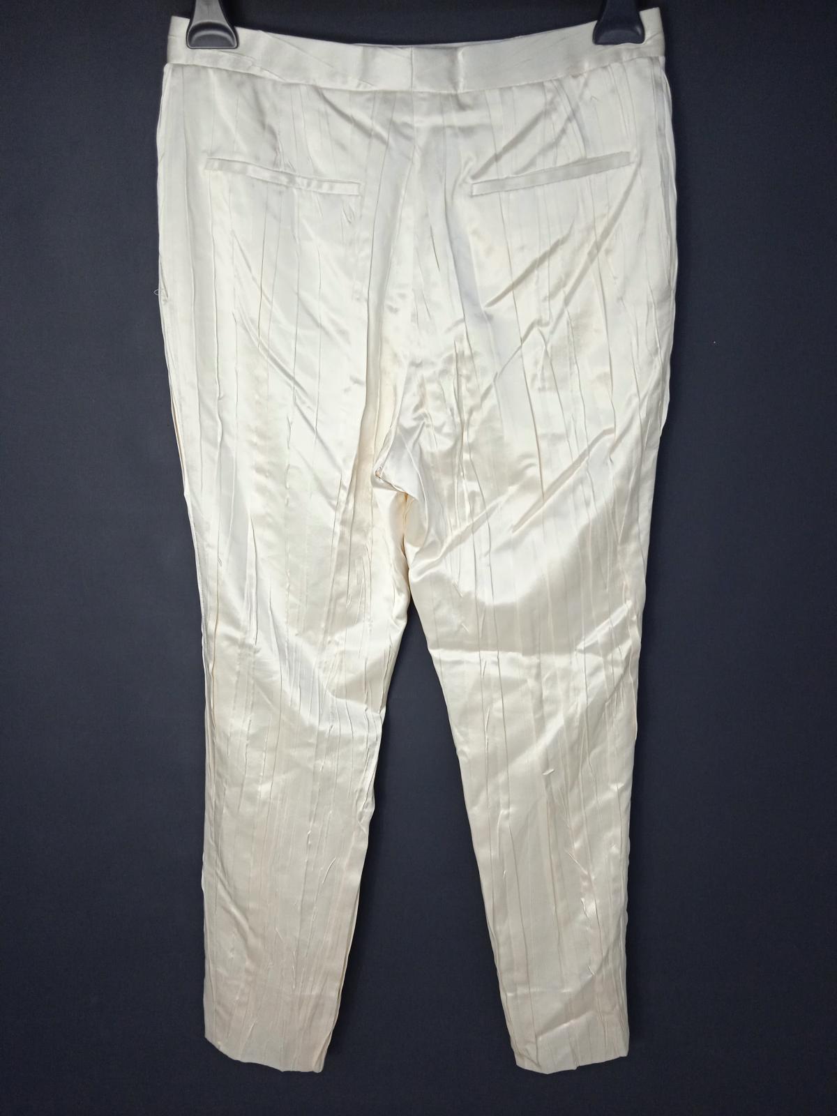 SAINT LAURENT Ladies White Silk Pleated Tapered Trousers EU36 UK8 BNWT RRP1690