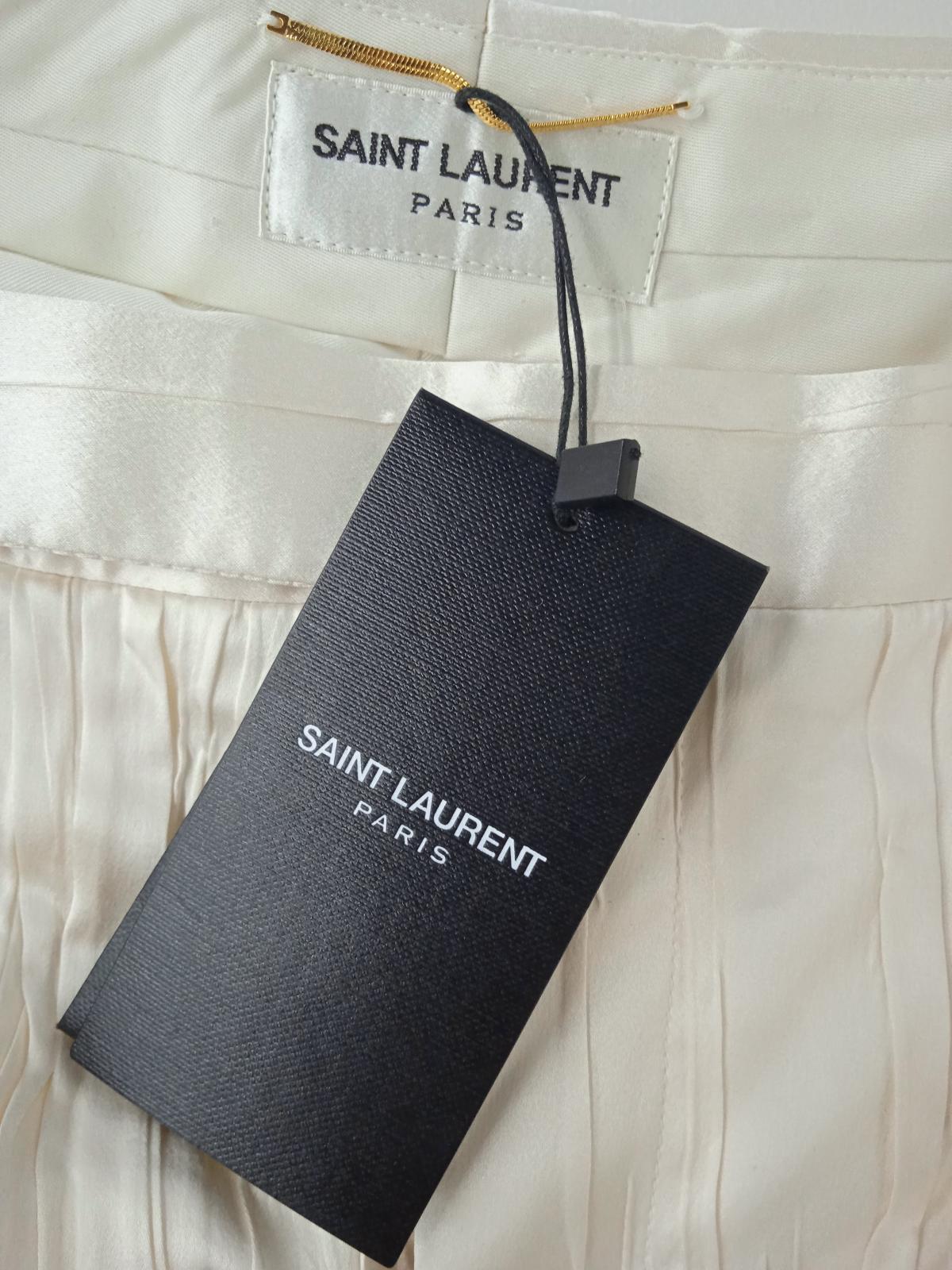 SAINT LAURENT Ladies White Silk Pleated Tapered Trousers EU36 UK8 BNWT RRP1690
