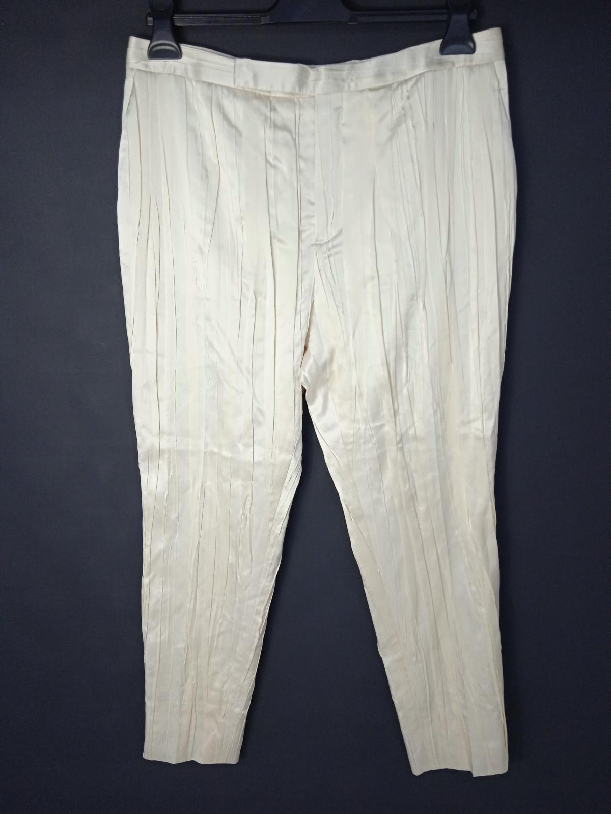 SAINT LAURENT Ladies White Silk Pleated Tapered Trousers EU42 UK14 BNWT RRP1690