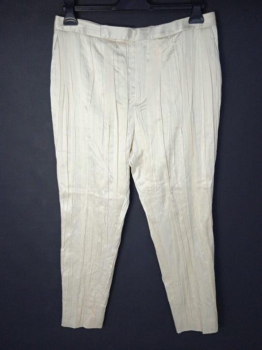 SAINT LAURENT Ladies White Silk Pleated Tapered Trousers EU42 UK14 BNWT RRP1690