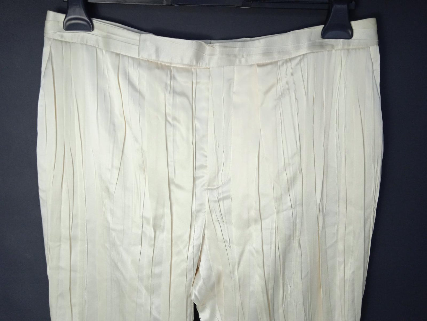 SAINT LAURENT Ladies White Silk Pleated Tapered Trousers EU42 UK14 BNWT RRP1690