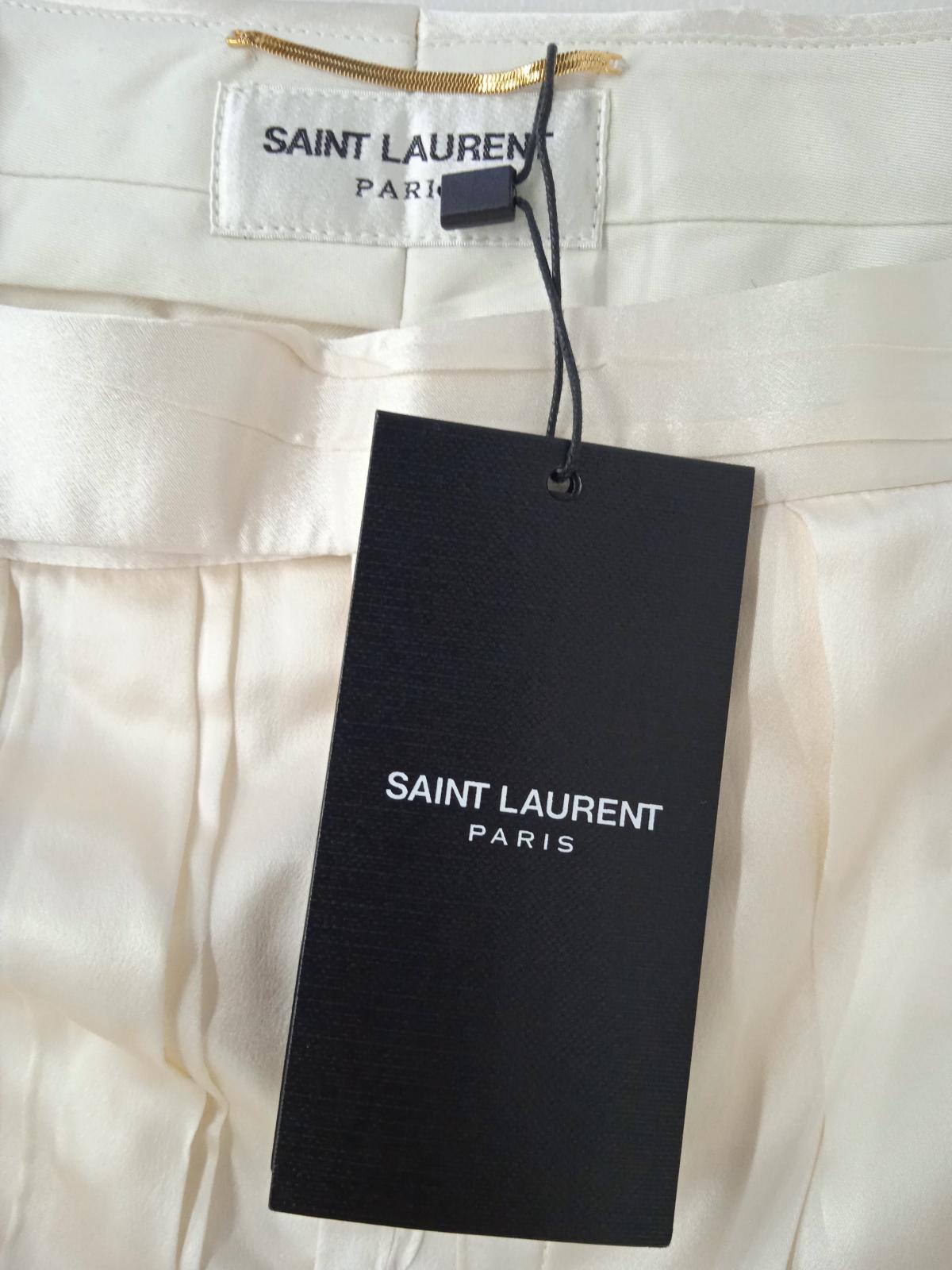 SAINT LAURENT Ladies White Silk Pleated Tapered Trousers EU42 UK14 BNWT RRP1690
