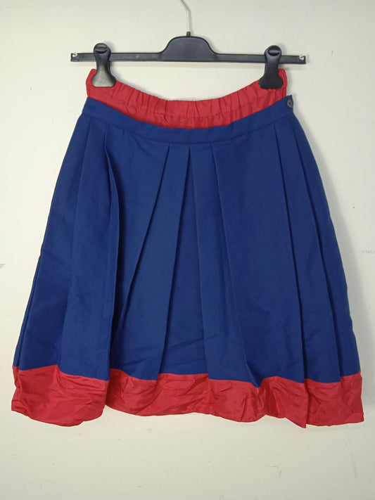 MARNI Ladies Ocean Blue & Tulip Red Cotton/Silk Cady Skirt EU40 UK12 BNWT RRP800