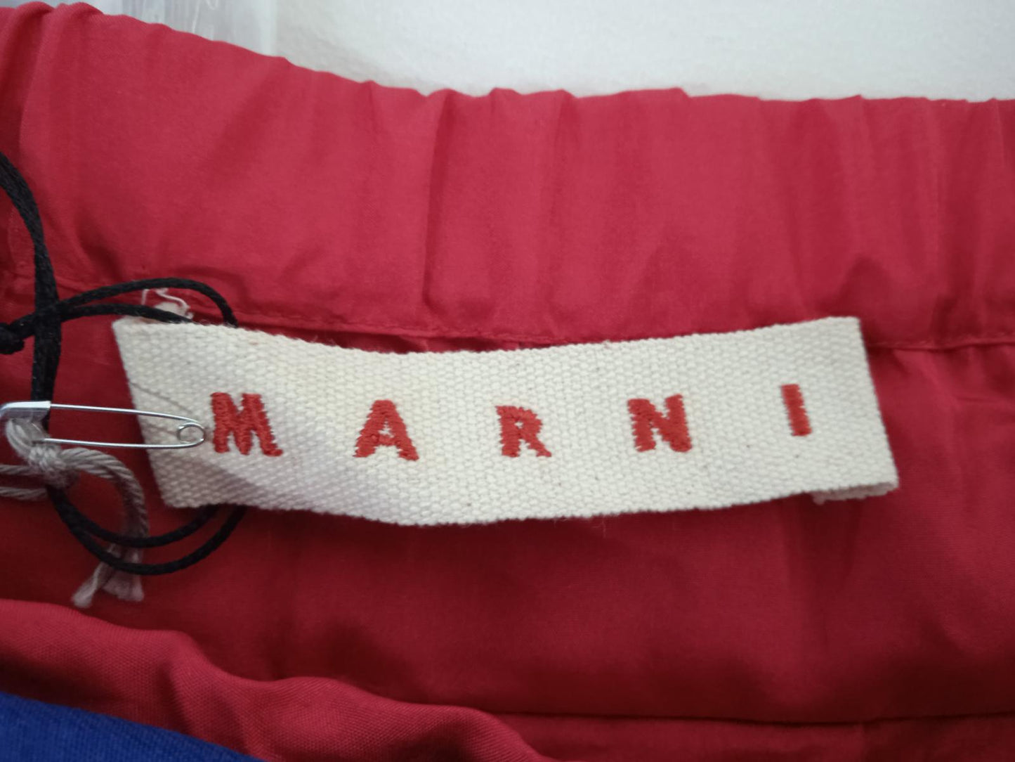 MARNI Ladies Ocean Blue & Tulip Red Cotton/Silk Cady Skirt EU40 UK12 BNWT RRP800