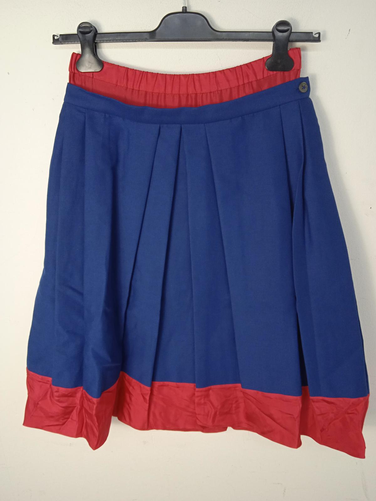 MARNI Ladies Ocean Blue & Tulip Red Cotton/Silk Cady Skirt EU40 UK12 NEW RRP800