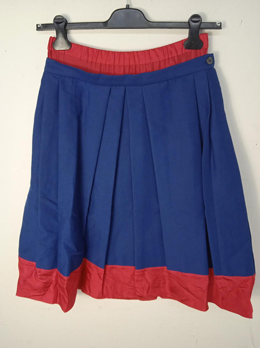 MARNI Ladies Ocean Blue & Tulip Red Cotton/Silk Cady Skirt EU40 UK12 NEW RRP800