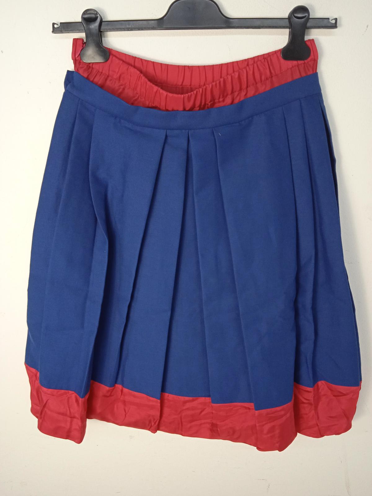 MARNI Ladies Ocean Blue & Tulip Red Cotton/Silk Cady Skirt EU40 UK12 NEW RRP800