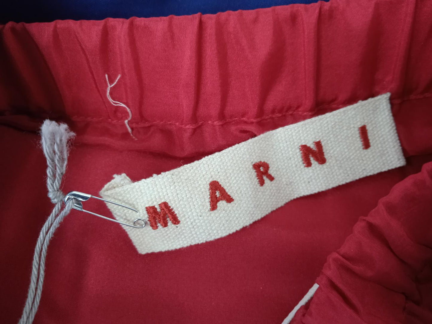 MARNI Ladies Ocean Blue & Tulip Red Cotton/Silk Cady Skirt EU40 UK12 NEW RRP800