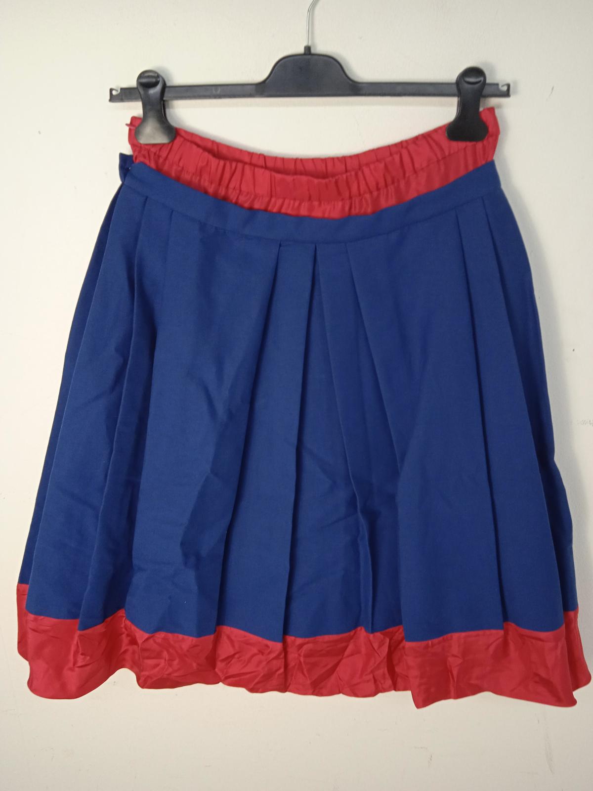 MARNI Ladies Ocean Blue & Tulip Red Cotton/Silk Cady Skirt EU42 UK14 NEW RRP800