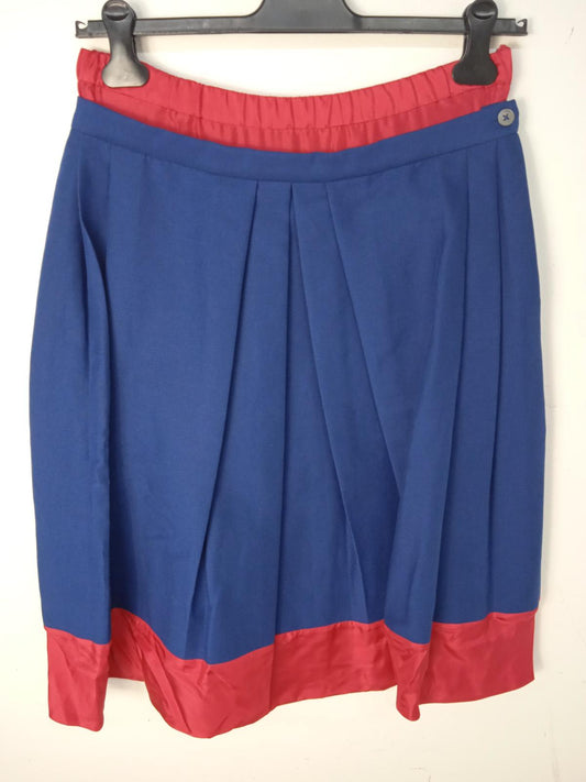 MARNI Ladies Ocean Blue & Tulip Red Cotton/Silk Cady Skirt EU44 UK16 BNWT RRP800