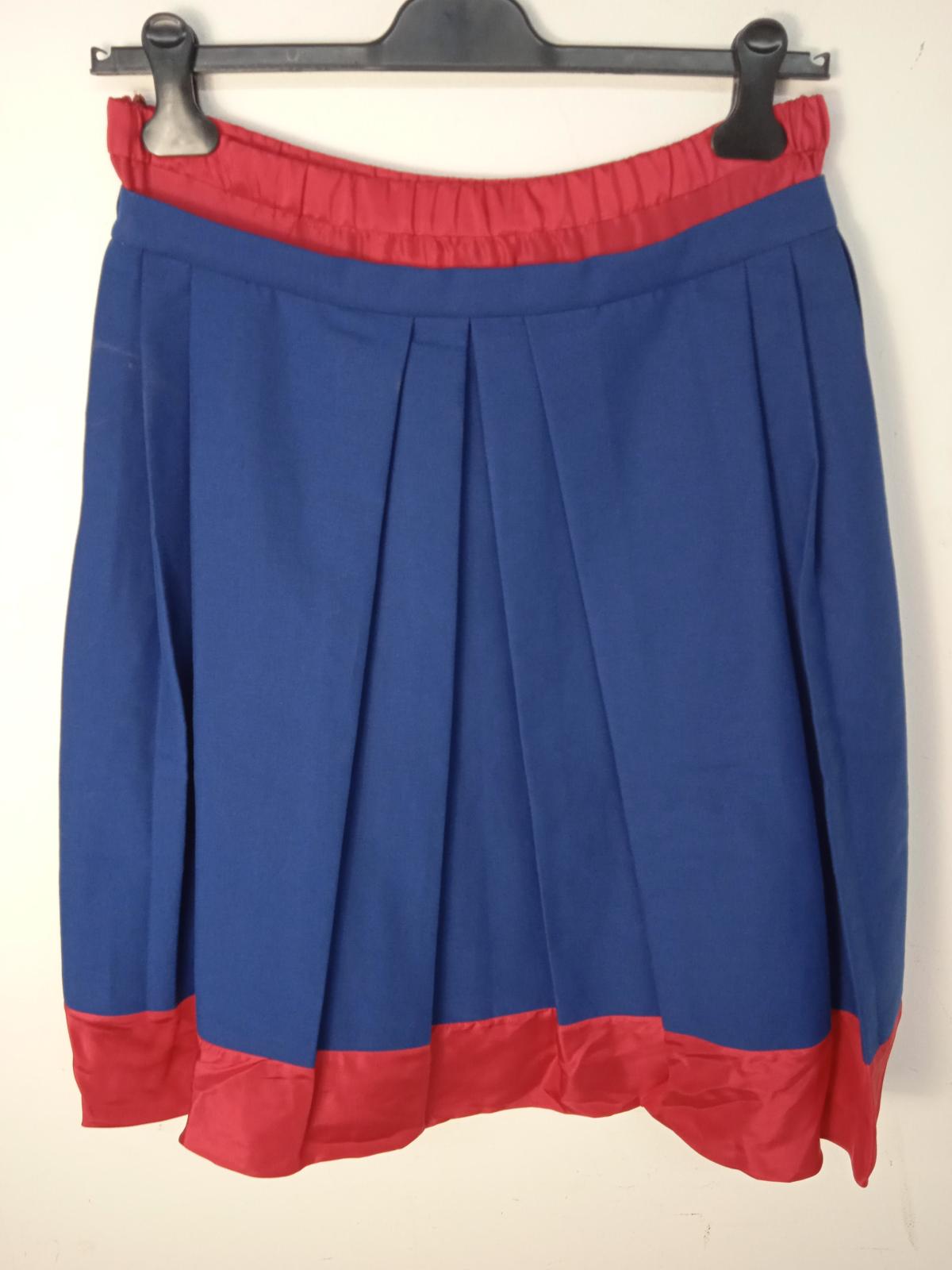 MARNI Ladies Ocean Blue & Tulip Red Cotton/Silk Cady Skirt EU44 UK16 BNWT RRP800