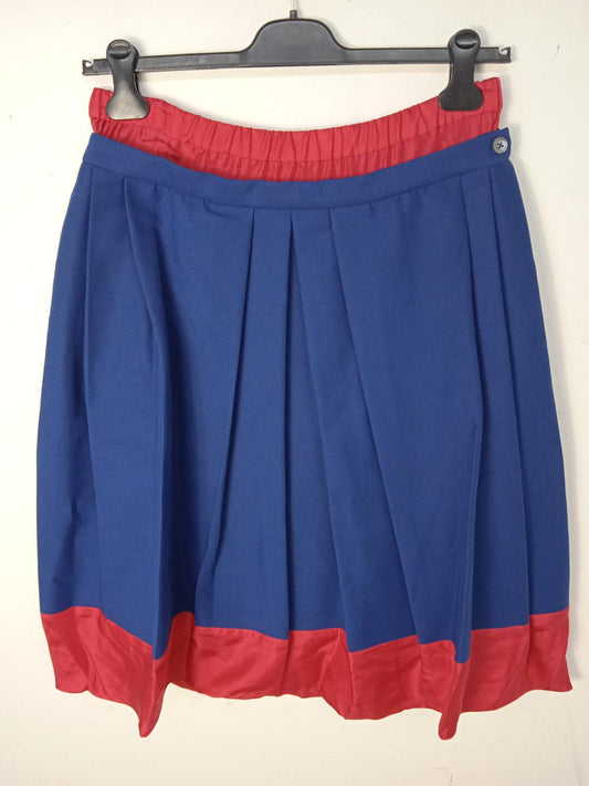 MARNI Ladies Ocean Blue & Tulip Red Cotton/Silk Cady Skirt EU44 UK16 NEW RRP800
