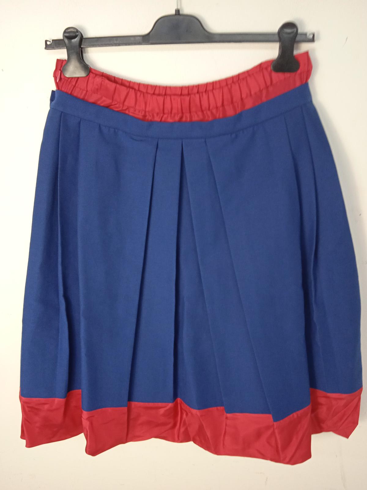 MARNI Ladies Ocean Blue & Tulip Red Cotton/Silk Cady Skirt EU44 UK16 NEW RRP800