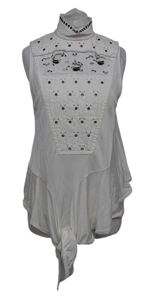 CHLOE Ladies Haut Iconic Milk White Metal Eyelet Blouse EU36 UK8 NEW RRP1200