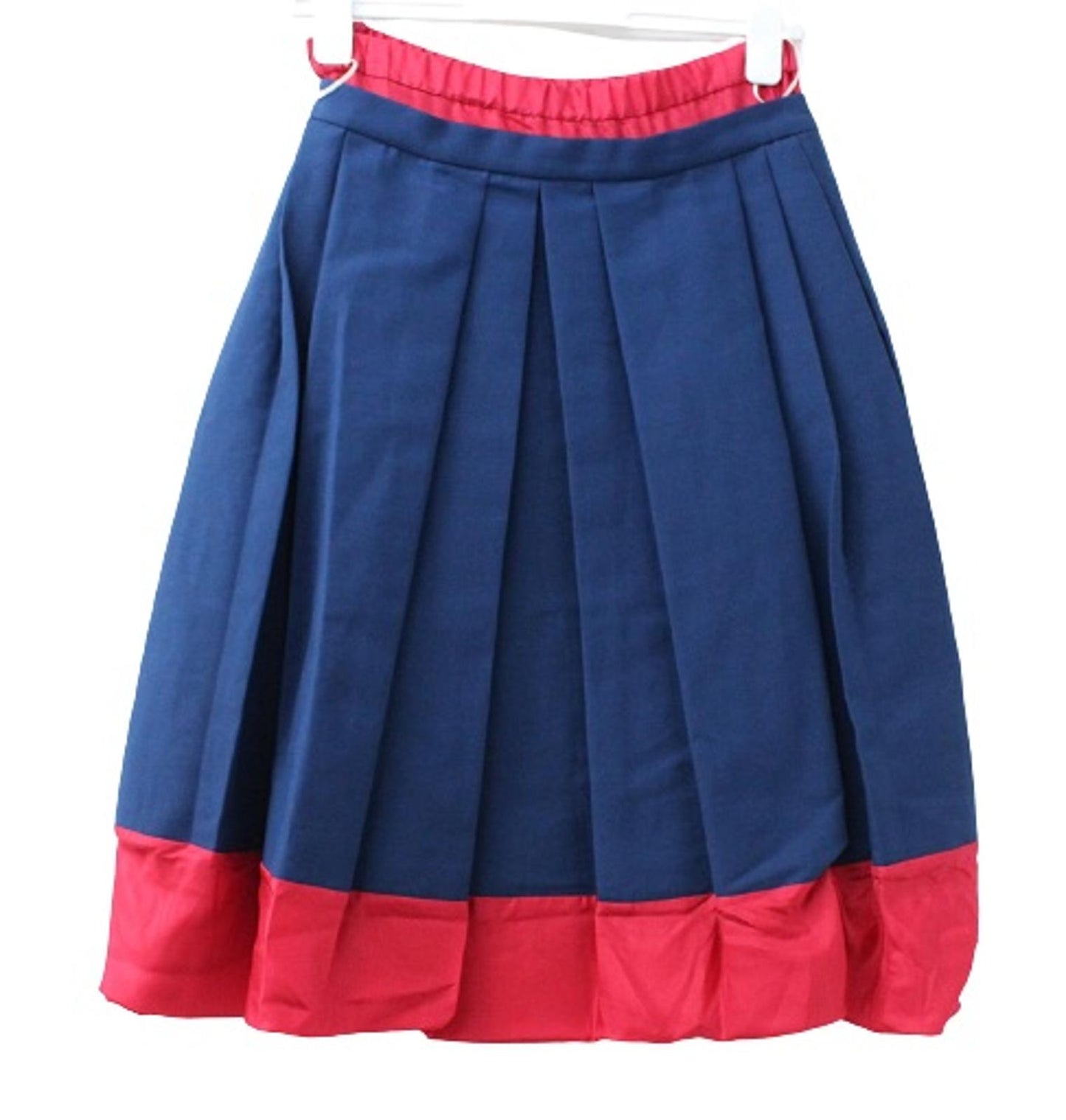 MARNI Ladies Ocean Blue Red Pleated Cotton Cady Skirt IT38 UK6 NEW RRP800