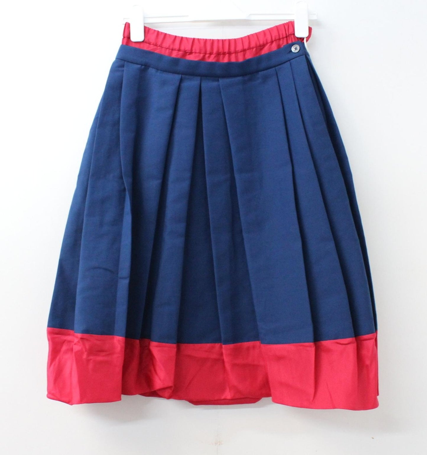 MARNI Ladies Ocean Blue Red Pleated Cotton Cady Skirt IT38 UK6 NEW RRP800