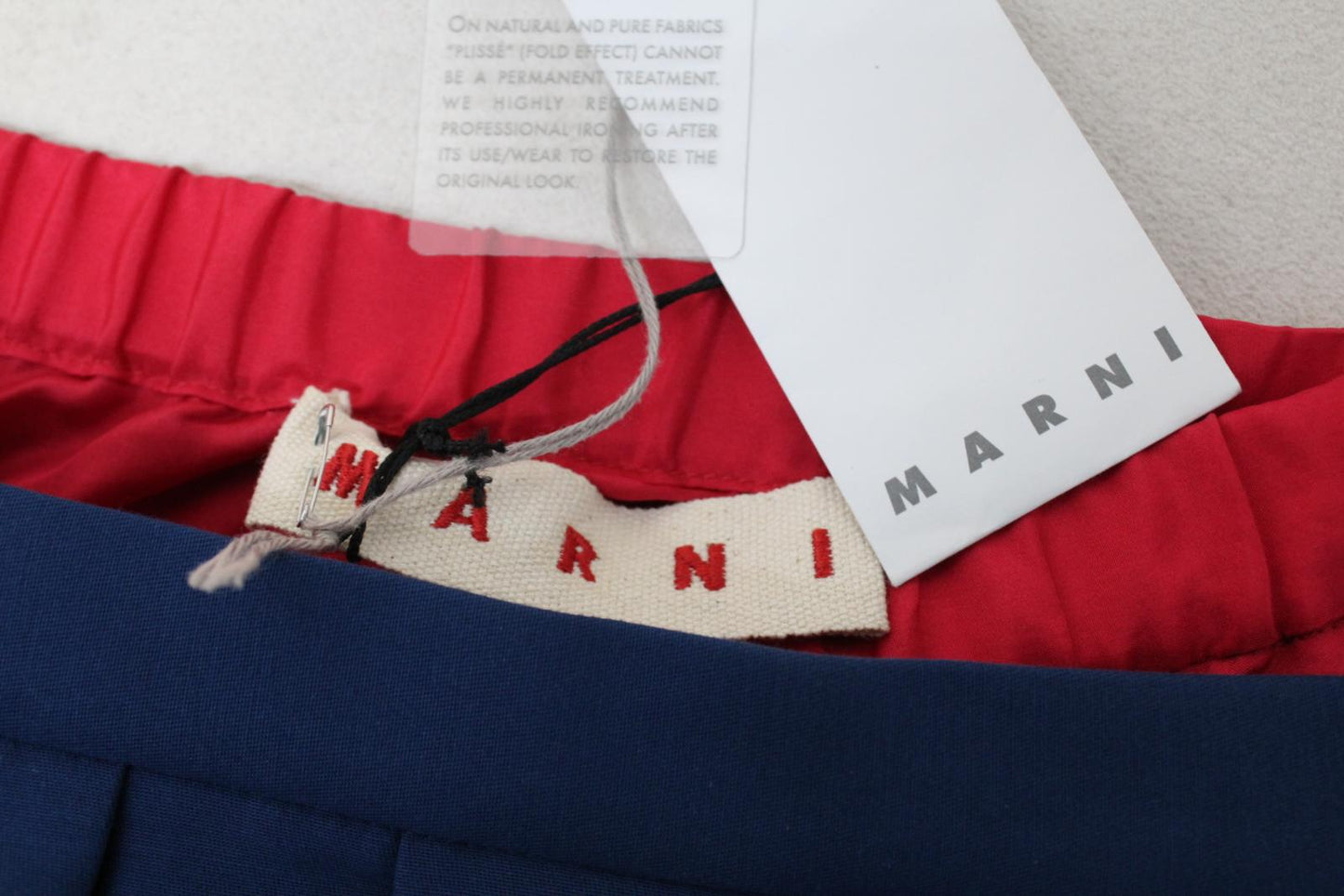 MARNI Ladies Ocean Blue Red Pleated Cotton Cady Skirt IT38 UK6 NEW RRP800