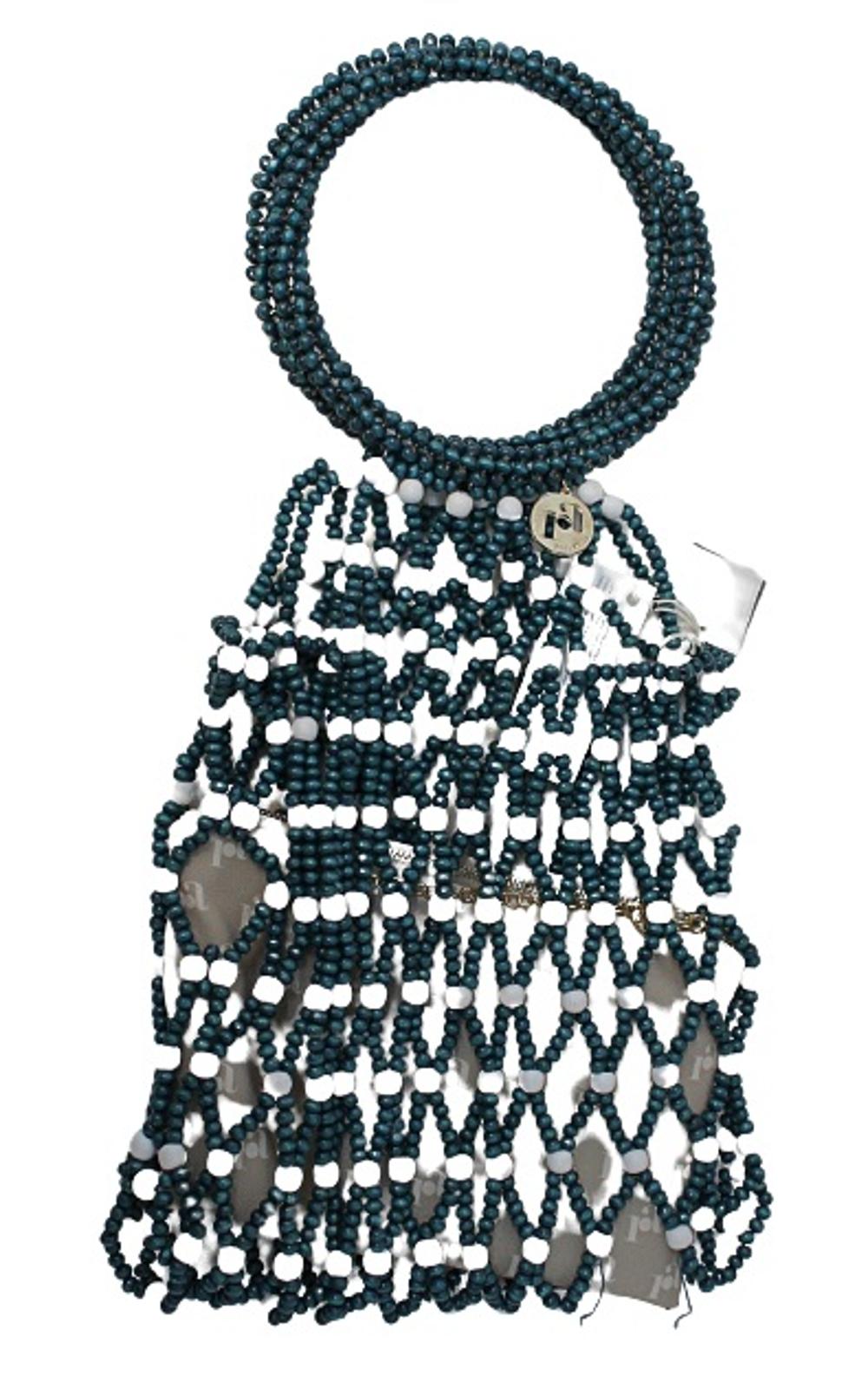 ROSANTICA Ladies Destiny Green White Beaded Top Handles Bracelet Bag NEW