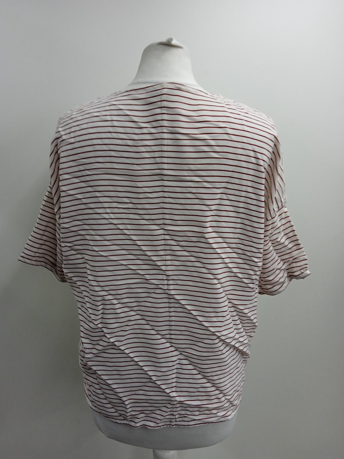 SAMSOE & SAMSOE Ladies White Striped Short Sleeve Round Neck T-Shirt Size UK S