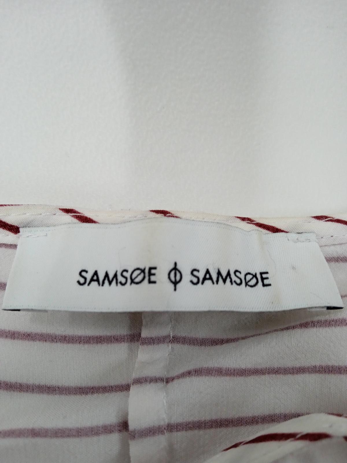SAMSOE & SAMSOE Ladies White Striped Short Sleeve Round Neck T-Shirt Size UK S
