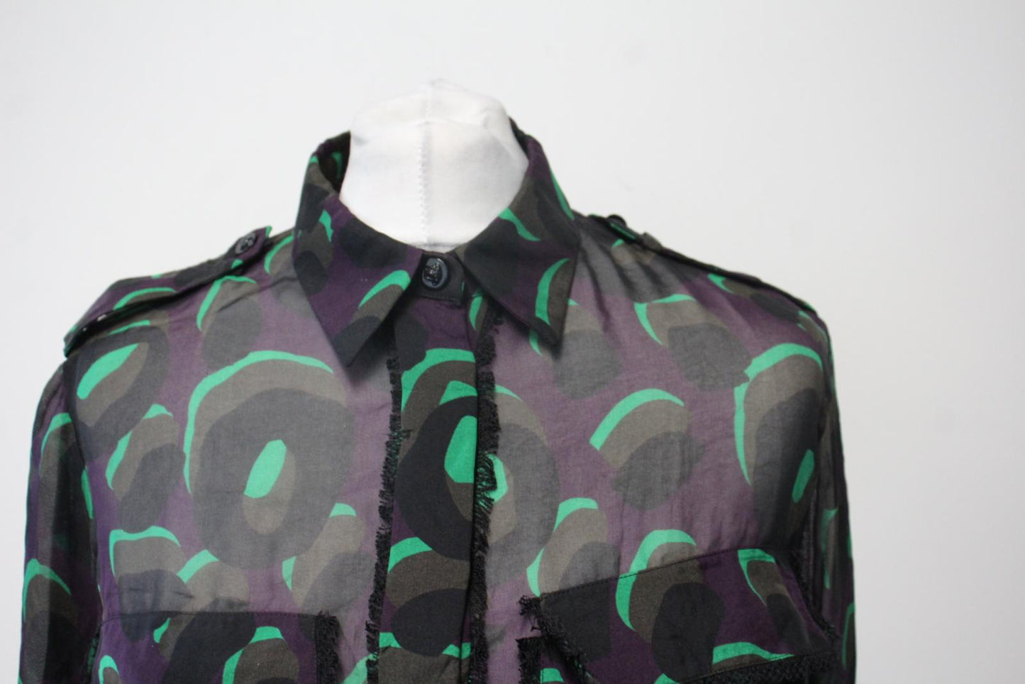 VERSACE Ladies Purple & Green Abstract Print Long Sleeve Blouse IT40 UK8 NEW