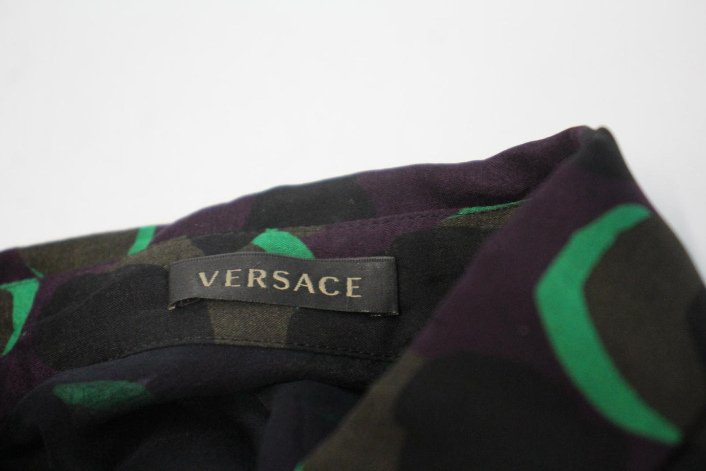 VERSACE Ladies Purple & Green Abstract Print Long Sleeve Blouse IT40 UK8 NEW