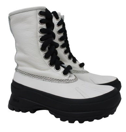 JIL SANDER Ladies White Leather Lace Up Boston Combat Boots EU36 UK3 NEW