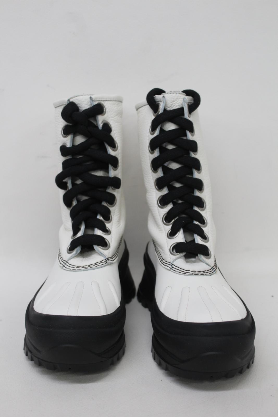 JIL SANDER Ladies White Leather Lace Up Boston Combat Boots EU36 UK3 NEW