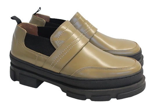 GANNI Ladies Ermine Brown Leather Slip On Platform Shoes EU39 UK6 NEW RRP245