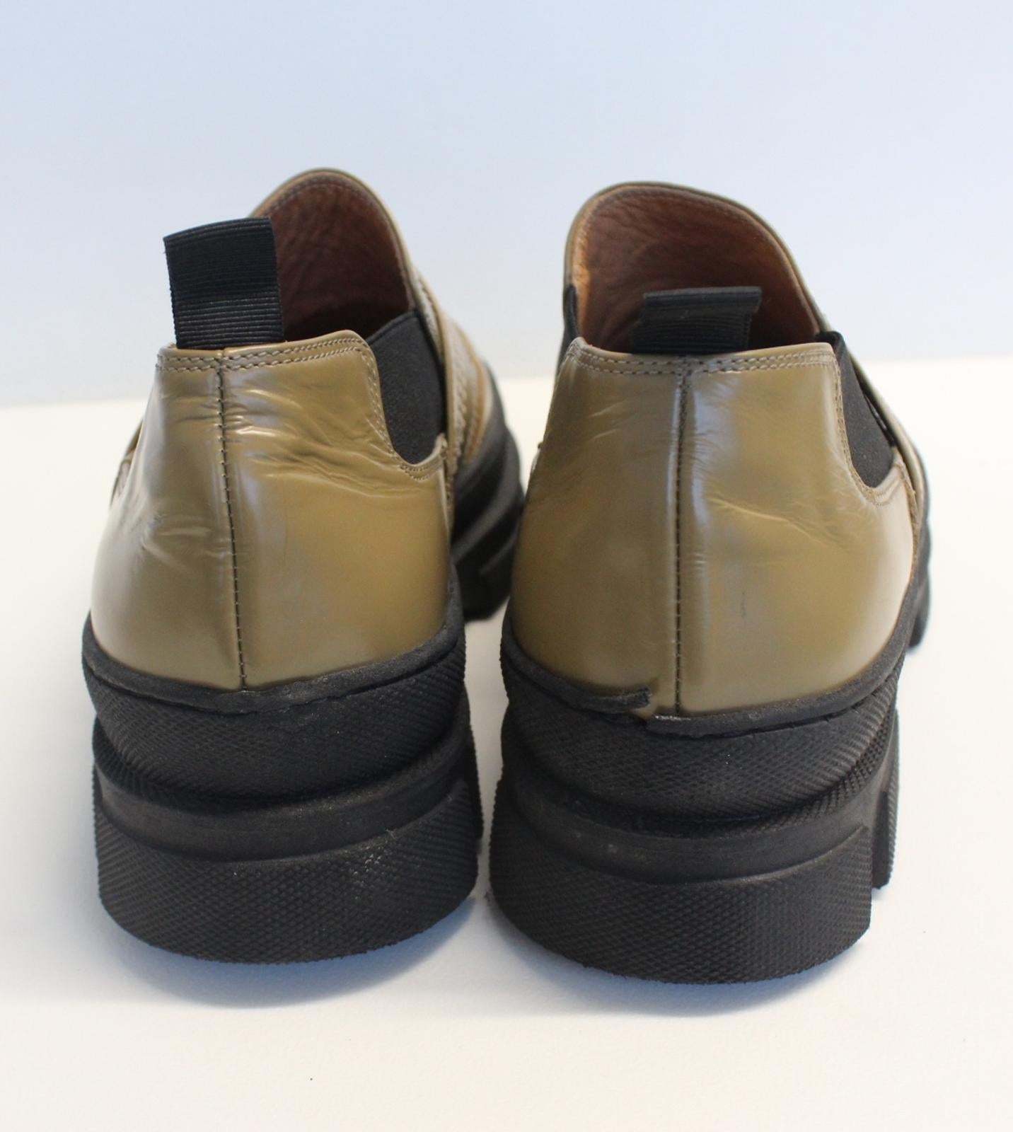 GANNI Ladies Ermine Brown Leather Slip On Platform Shoes EU39 UK6 NEW RRP245