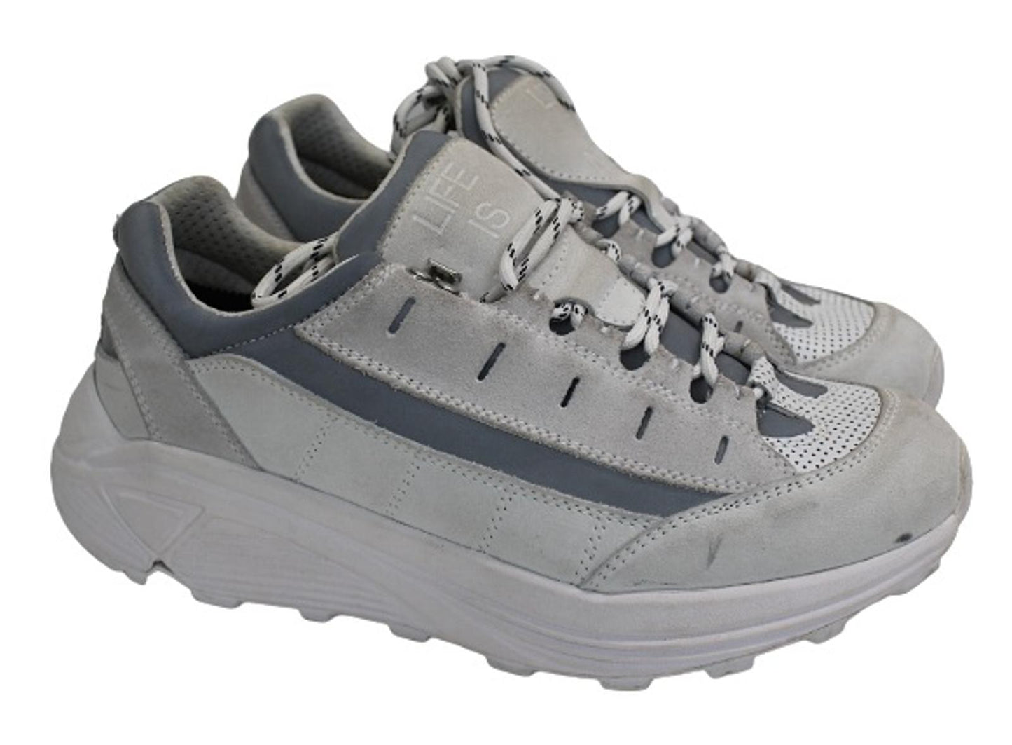 GANNI Ladies Iris Grey White Suede Panelled Hiking Trainers EU40 UK7 NEW