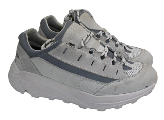 GANNI Ladies Iris Grey White Suede Panelled Hiking Trainers EU40 UK7 NEW