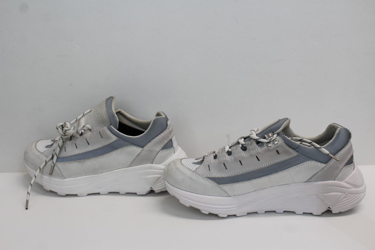 GANNI Ladies Iris Grey White Suede Panelled Hiking Trainers EU40 UK7 NEW